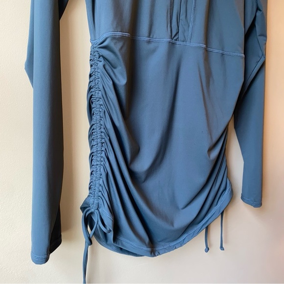 Athleta Women Drawstring Ruched 1/2 Zip Long Sleeve Rashguard Swim Top Medium - Picture 4 of 14